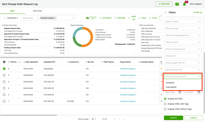 Filtering COR Log