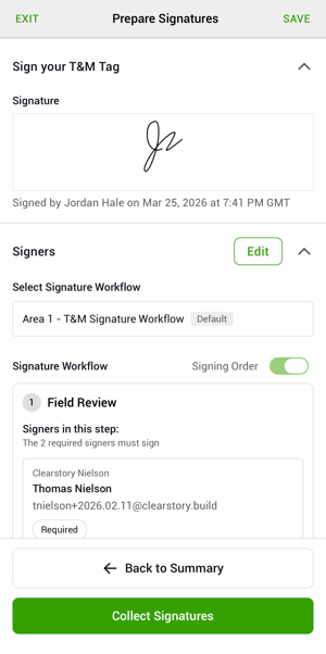 Mobile Collect Signatures