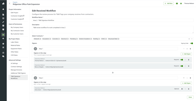 Received Workflow Filled Out