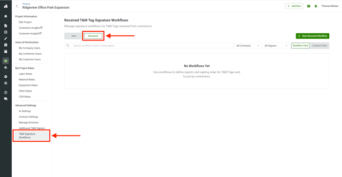 Received Workflow List - Zero-1